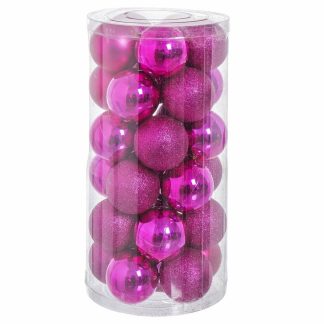 Julekugler Fuchsia Plastik Skinne 6 x 6 x 6 cm (30 enheder)